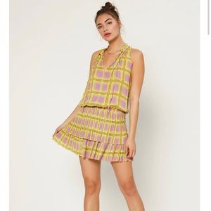 Current Air Cara neon plaid pleated mini dress